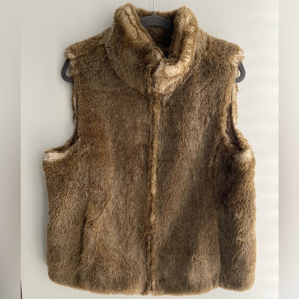 LOFT Tan Faux Fur Vest